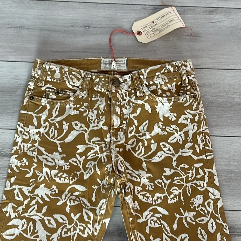 DVF X CURRENT/ELLIOT the classic skinny gold floral leaf pattern jeans size 27